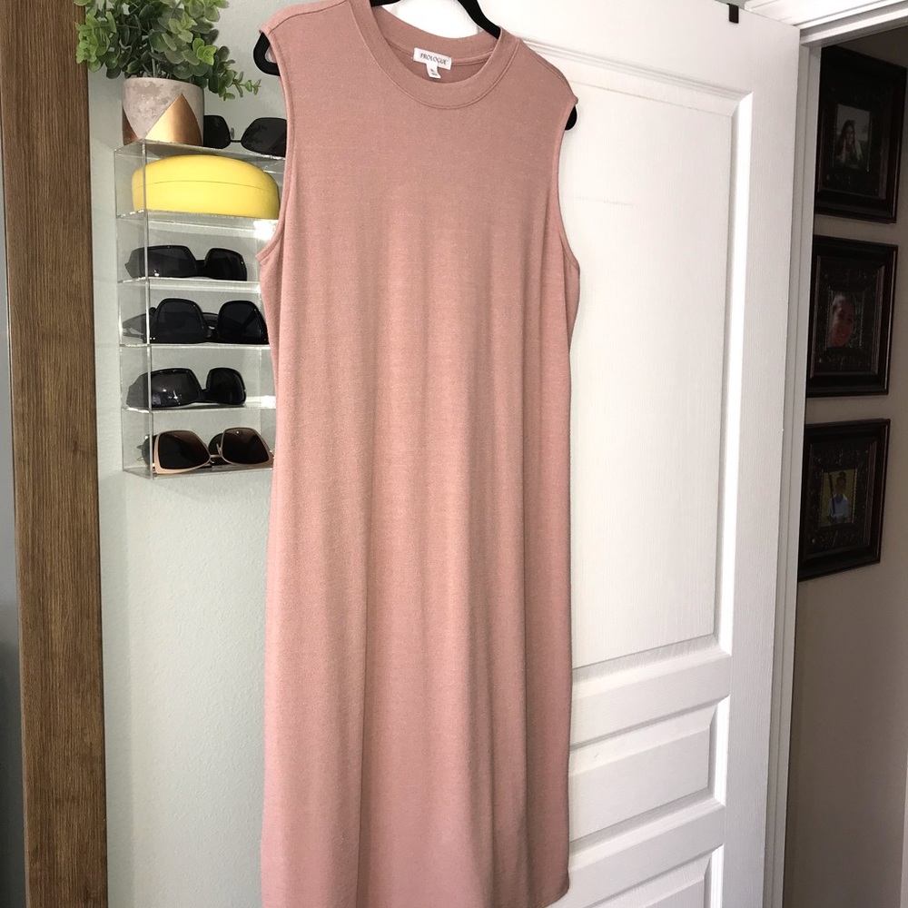 NWOT rose colored midi length dress.